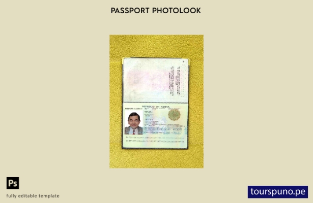 listo para imprimir plantilla de aspecto fotográfico del pasaporte de Kenia ()